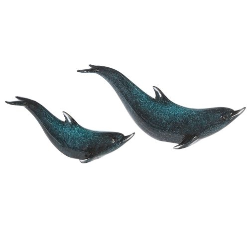 Figurina dolphin Flip, rasina, albastru argintiu, 6.5x21x8 cm