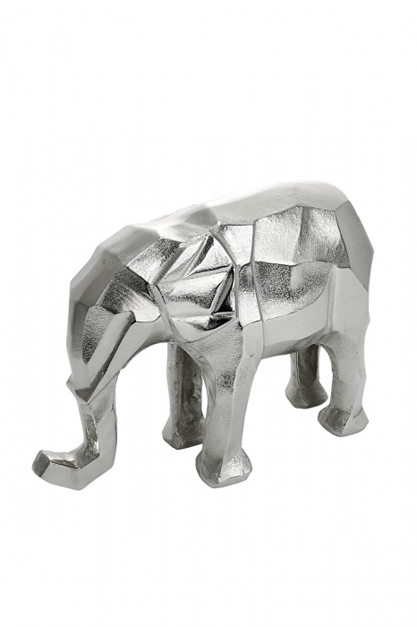 Figurina elefant Angula, aluminiu, argintiu, 34x25x11 cm