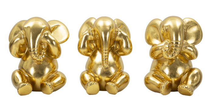 Figurina, Elefant care nu vede /nu aude/nu vorbeste, set de 3 bucati cm ø 15,5x20,5 [1]