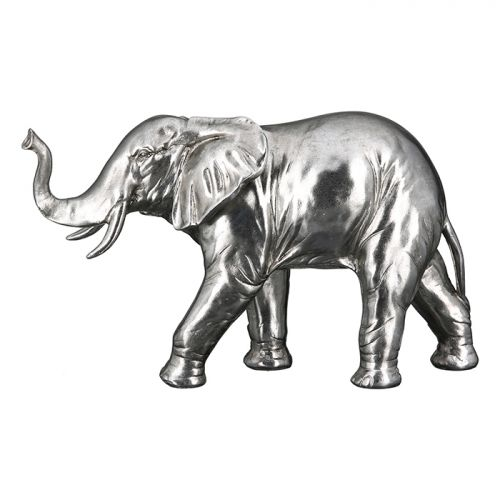 Figurina elefant Jumbo, rasina, argintiu, 20x21x9 cm