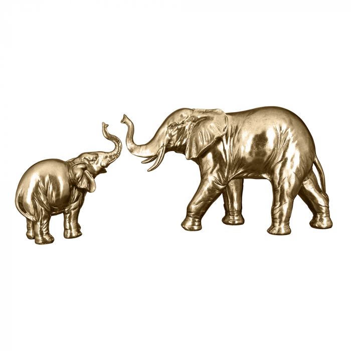 Figurina elefant Jumbo, rasina, auriu, 20x21x9 cm