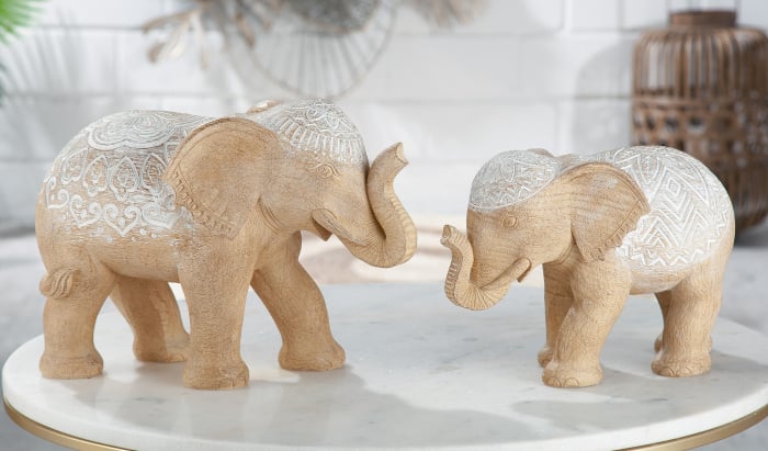 Figurina Elefant Moranni, Rasina, Natur Alb, 24x25x16 cm GILDE