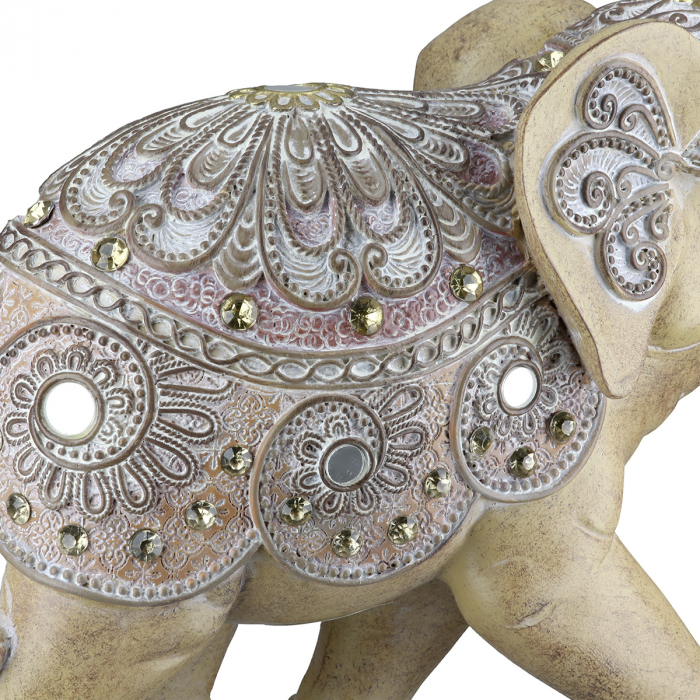 Figurină, Elefant, Motiv oglindă, oriental, Rășină sintetică, maro, PU 2, L. 9 cm, L. 23 cm, H 19 cm [4]