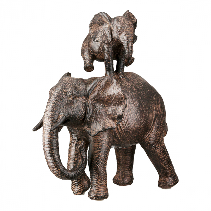 Figurină, Elefant, Tarangire, Polirășină, maro, PU 4, 2 buc. asortate, L. 9,5 cm, L. 17,5 cm, H. 19,5 cm [1]