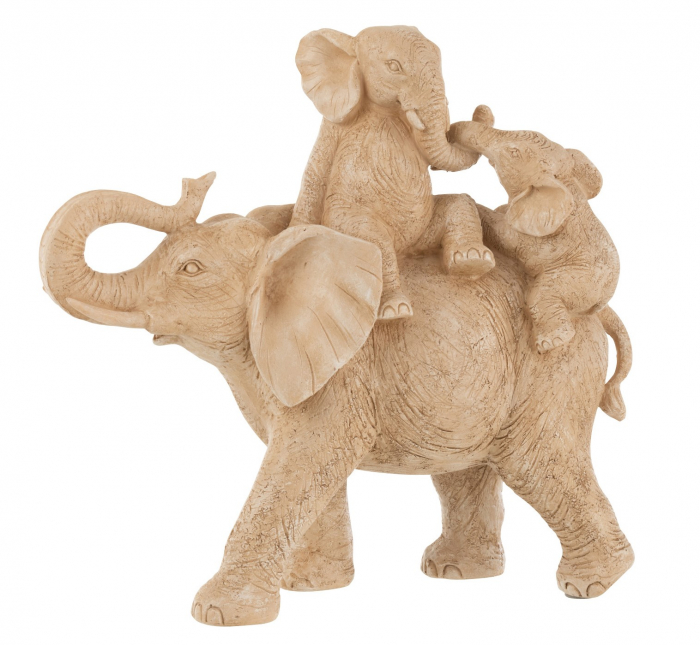 Figurina Elephant 2 Children, Rasina, Bej, 30x12x28 cm