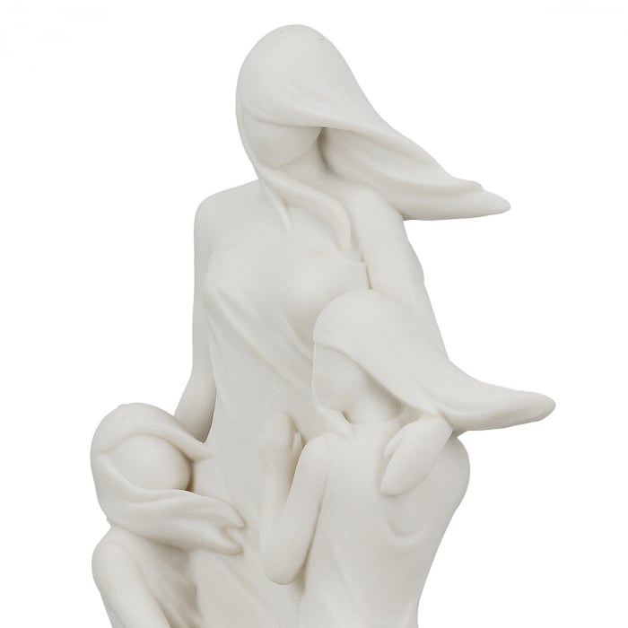 Figurină, Familie, Familie în vânt, Polirășină, albă, PU 2, L. 8,5 cm, L. 15 cm, H. 28,5 cm [3]