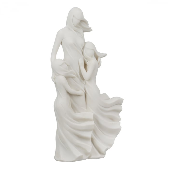 Figurină, Familie, Familie în vânt, Polirășină, albă, PU 2, L. 8,5 cm, L. 15 cm, H. 28,5 cm [1]