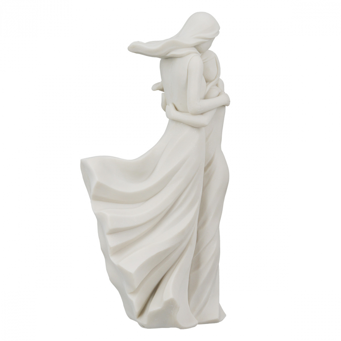Figurină, Familie, Mama și fiica în vânt, Polirășină, albă, PU 2, L. 8,5 cm, L. 13 cm, H. 27 cm [2]