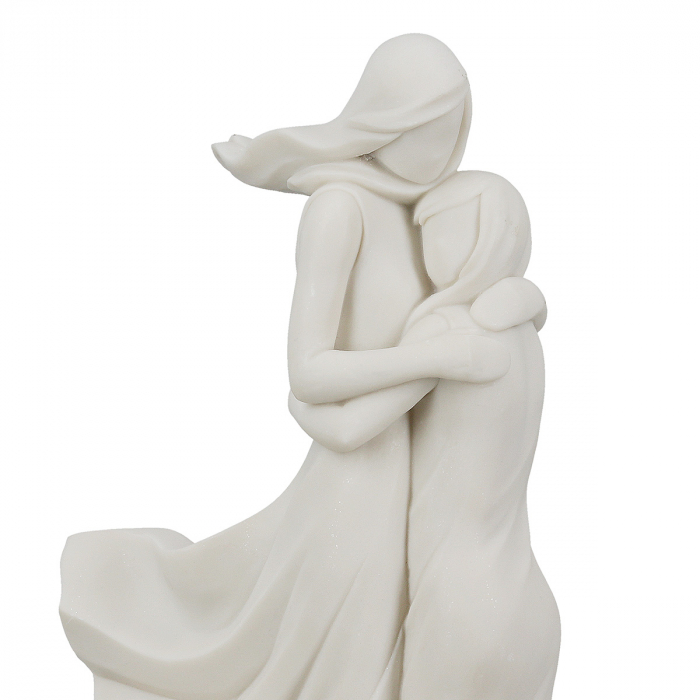 Figurină, Familie, Mama și fiica în vânt, Polirășină, albă, PU 2, L. 8,5 cm, L. 13 cm, H. 27 cm [4]