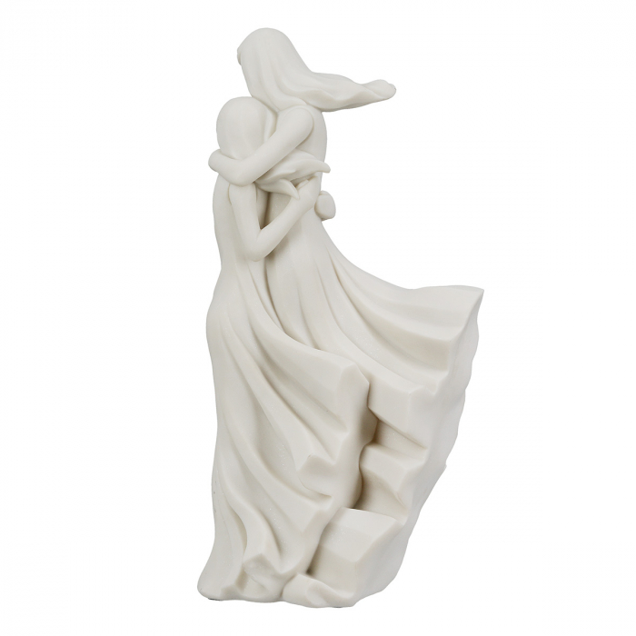 Figurină, Familie, Mama și fiica în vânt, Polirășină, albă, PU 2, L. 8,5 cm, L. 13 cm, H. 27 cm [3]
