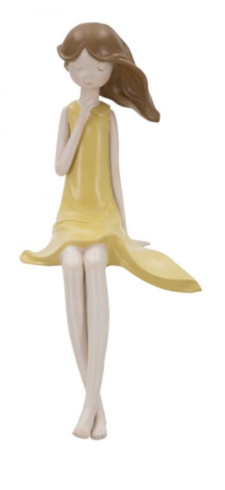 Figurina fata, rasina, galben, 14X19X30 cm