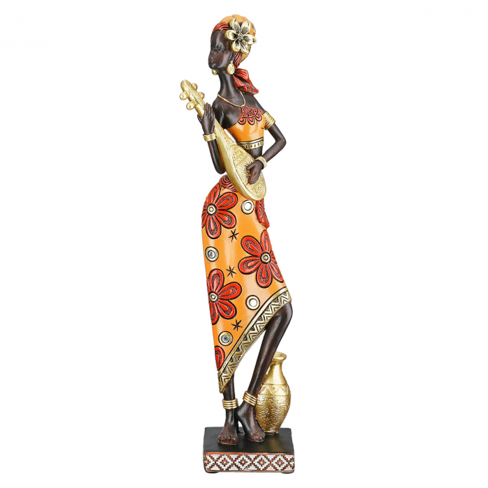 Figurină, Femeie,African Beat, Motiv Muzician, Polirășină, maro, PU 3, L. 6 cm, L. 6,5 cm, H. 32 cm [4]