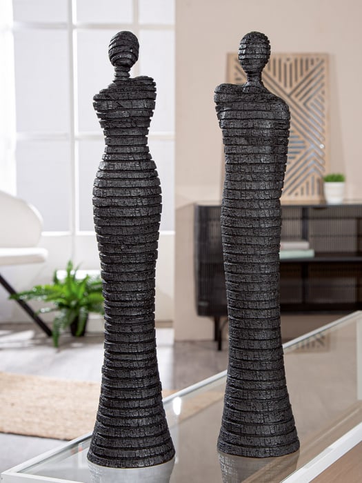 Figurină, Femeie, Bărbat, Lorient, Model Linie, Polyresin, negru, PU 2, 2 buc. asortate, L. 9,5 cm, L. 10 cm, H. 48,5 cm [1]