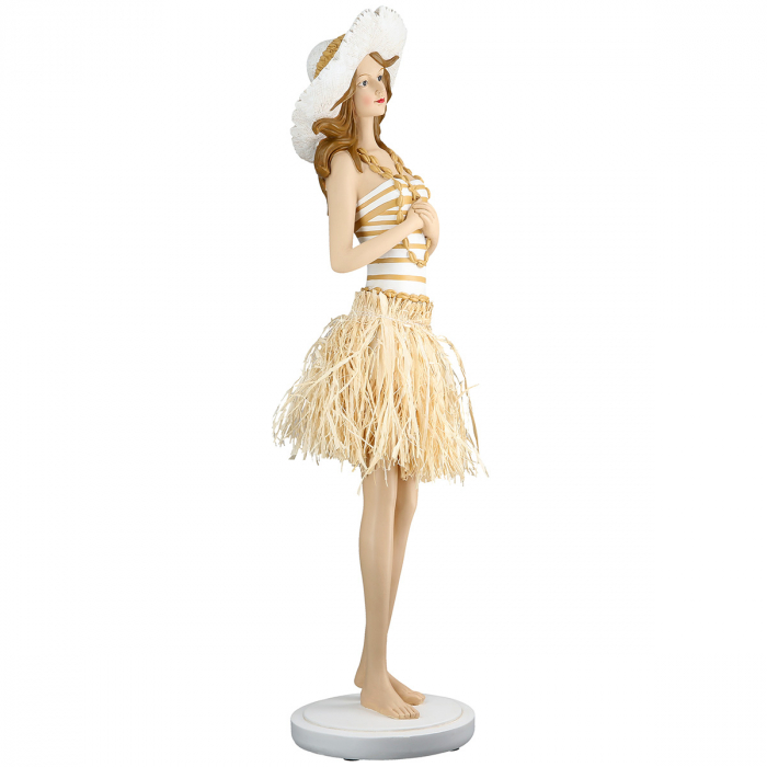 Figurină, Femeie, cu dungi, Rășină sintetică, crem, alb, PU 1, L. 15 cm, L. 18 cm, H 59 cm [3]