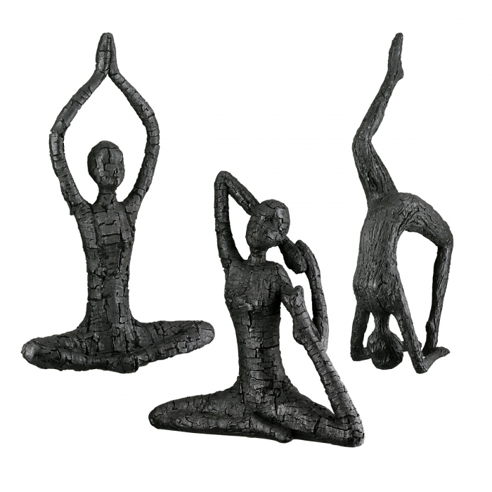 Figurină, Femeie, Motiv yoga, Rășină sintetică, negru, PU 3, Asortat de 3 ori, L. 11 cm, L. 17 cm, H 39 cm [1]