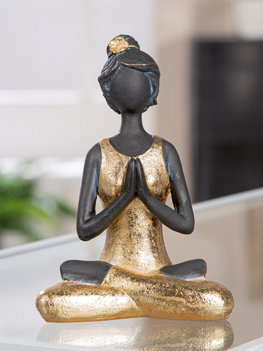 Figurină, Femeie,  Yoga, Poly, auriu, PU 6, L. 6,5 cm, L. 11 cm, H. 15,5 cm [3]