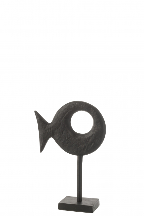 Figurina Fish On Foot, Aluminiu, Negru, 20x10x30 cm