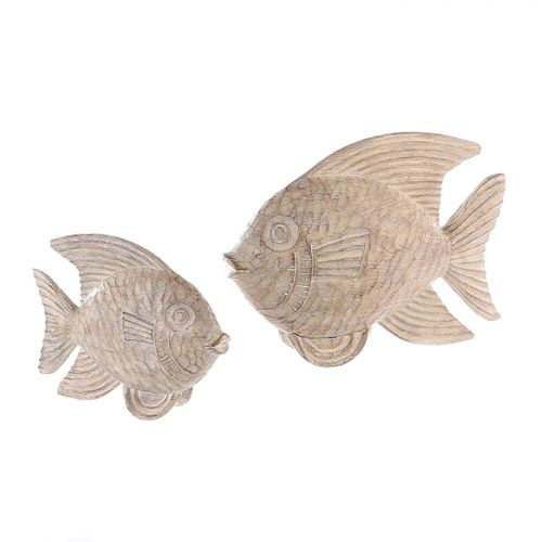 Figurina fish, rasina, maro crem, 7x25x20 cm