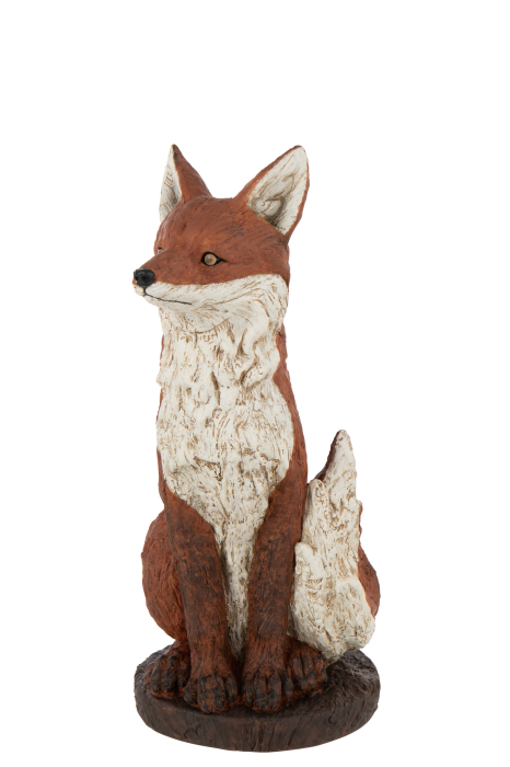 Figurina, Fox, baza din polirasina, maro ruginiu/alb [2]