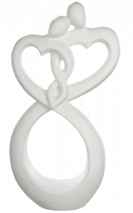 Figurina Francis Couple Heart, ceramica, crem, 19x8x35 cm