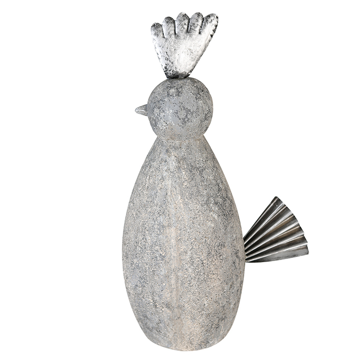 Figurina gaina Chicken, compozit metal, argintiu gri, 36x22x60 cm