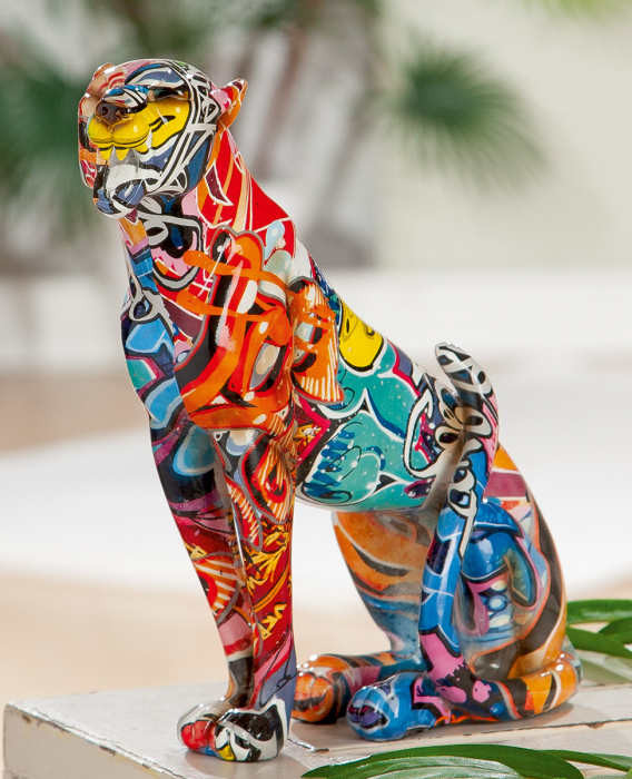 Figurina Gepard Pop Art, rasina, multicolor, 20.5x20.5x7 cm