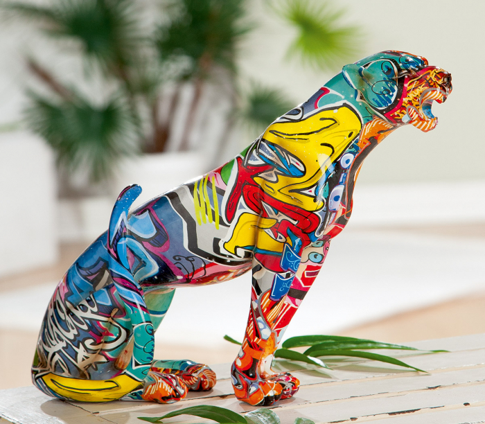 Figurina Gepard Pop Art, rasina, multicolor, 28.5x28.5x8 cm