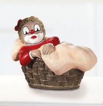 Figurina Girl in Basket, Rasina, Multicolor, 7 cm