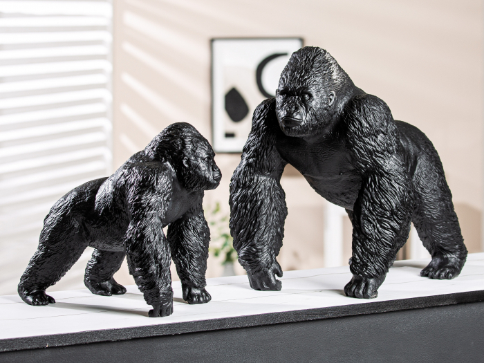 Figurina gorilla, compozit, negru, 42x36x29 cm