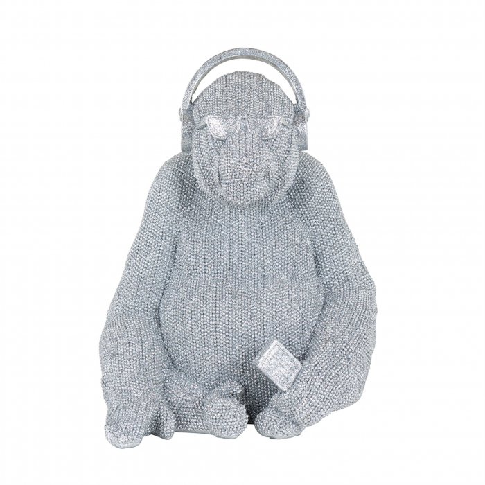Figurina Gorilla Music Tonka, Rasina, Gri, 35x26x24 cm