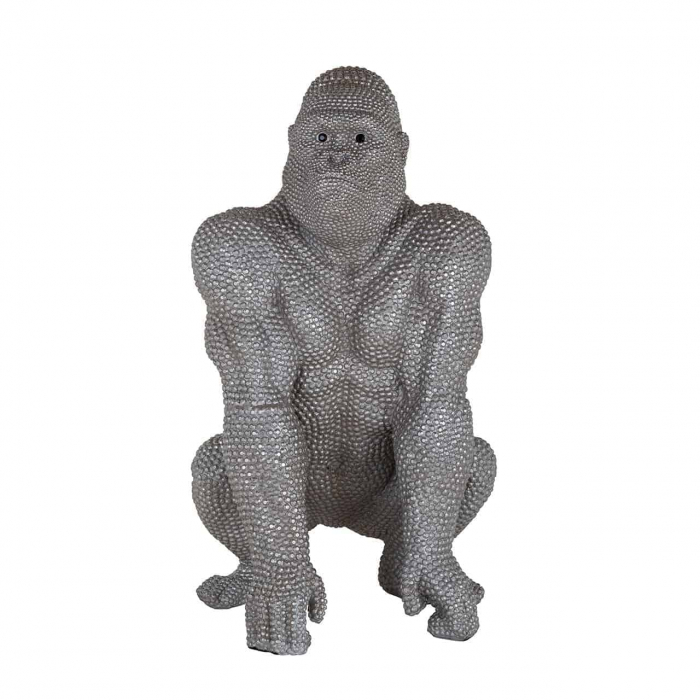 Figurina Gorilla, Rasina, Argintiu, 80x50x47 cm