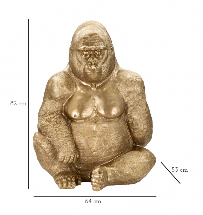 Figurina Gorilla, Rasina, Auriu, 82x64x53 cm [2]