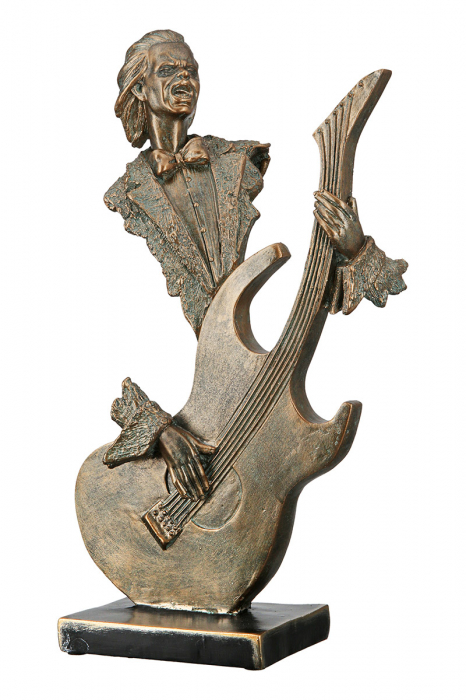 Figurina Guitar Player, Rasina, Auriu, 8x18x34 cm