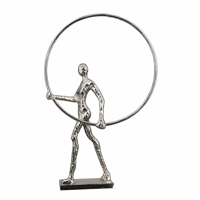 Figurina Gym aluminiu, argintiu, 34x55x10 cm