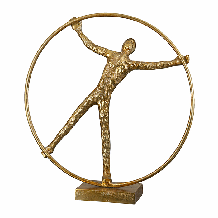 Figurina Gym Wheel, aluminiu, auriu, 38.5x41x8 cm