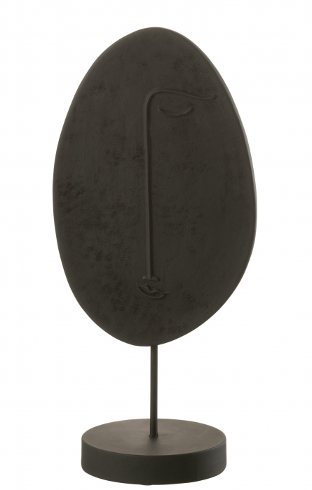 Figurina Head Flat On Stand, Rasina, Negru, 21x15x46 cm