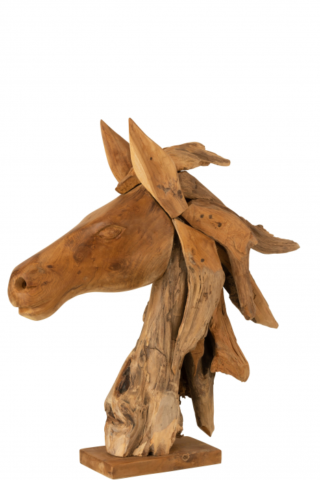 Figurina Horse Head, Lemn, Natural, 49x17x63 cm