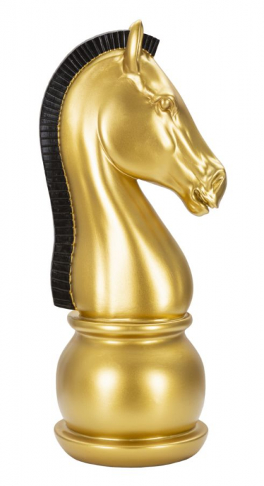 Figurina Horse, Rasina, Auriu Negru, 50x18.5x18.5 cm