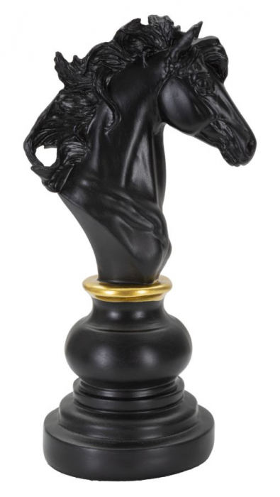 Figurina Horse, Rasina, Negru Auriu, 27x14x11 cm