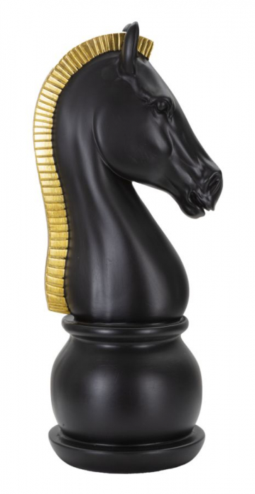 Figurina Horse, Rasina, Negru Auriu, 50x18.5x18.5 cm
