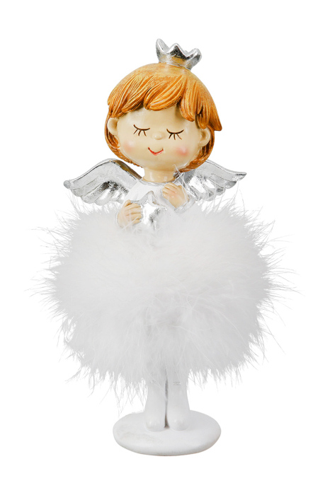 Figurina, ingeri, "Mila", Motiv stea, Poly, alb, PU 4, 2 asortate, L. 9 cm, L. 10 cm, H 20,5 cm [3]