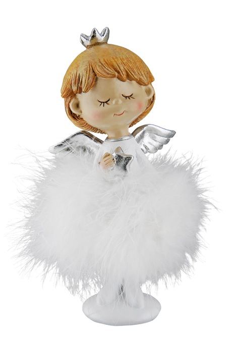 Figurina, ingeri, "Mila", Motiv stea, Poly, alb, PU 6, 2 asortate, L. 7 cm, L. 7,5 cm, H 16 cm [2]