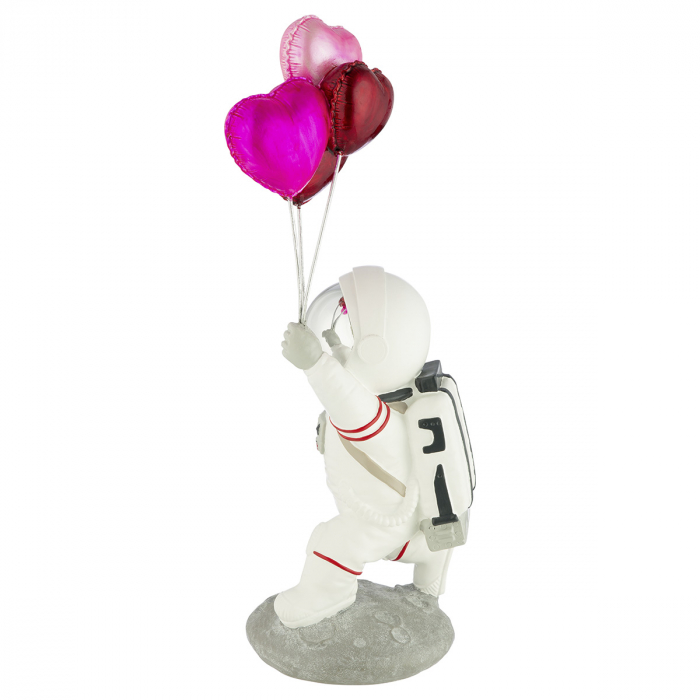 Figurină, Inimă, Rășină sintetică, alb, argintiu, PU 2, L. 15 cm, l. 15 cm, H 39 cm [2]