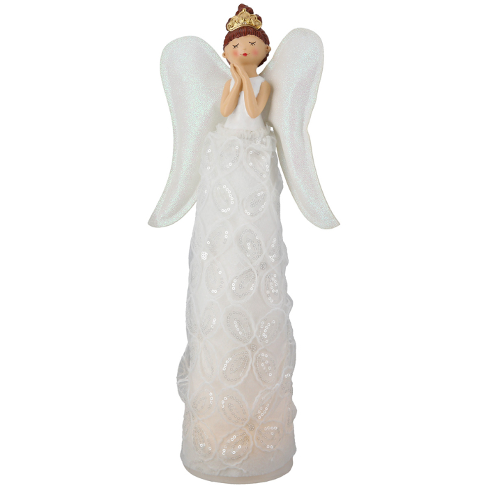 Figurina (LED), ingeri, „Eleni”, Rasina, alb, PU 2, L. 12 cm, L. 21 cm, H 46 cm [4]