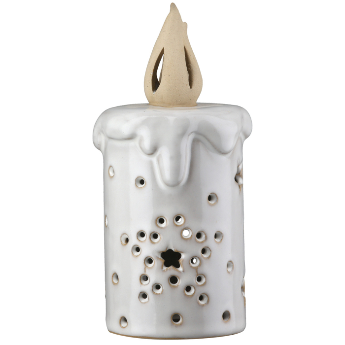 Figurina (LED), Lumanare, „Nanto”, Motiv stea, Portelan, gri, PU 4, H 15 cm, A. 7 cm [4]