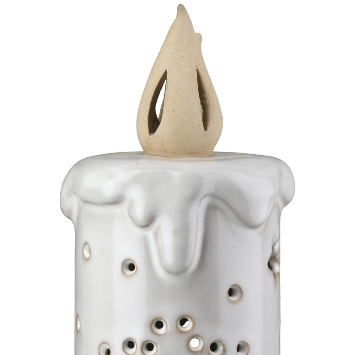 Figurina (LED), Lumanare, „Nanto”, Motiv stea, Portelan, gri, PU 4, H 15 cm, A. 7 cm [2]