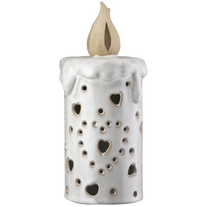 Figurina (LED), Lumanare, „Nanto”, Motiv stea, Portelan, gri, PU 4, H 19,5 cm, A. 9 cm [4]