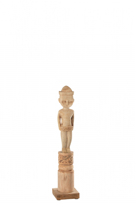 Figurina, Lemn, Natural, 14x14x67