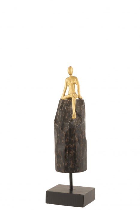 Figurina, Lemn, Negru, 10x10x35.5 cm