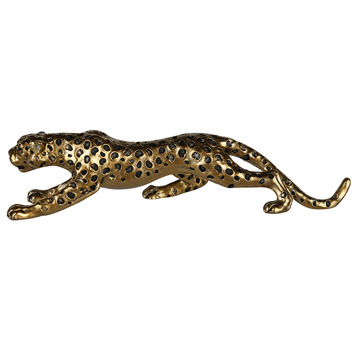 Figurina leopard, rasina, auriu, 34x10x9.5 cm